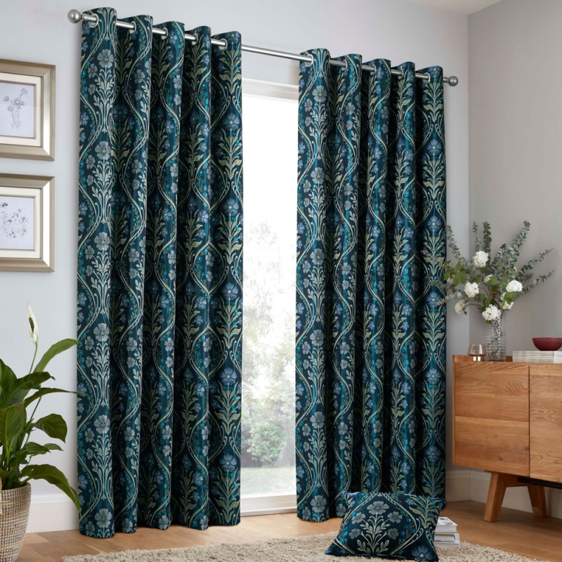 Estelle Eyelet Headed Curtains Navy