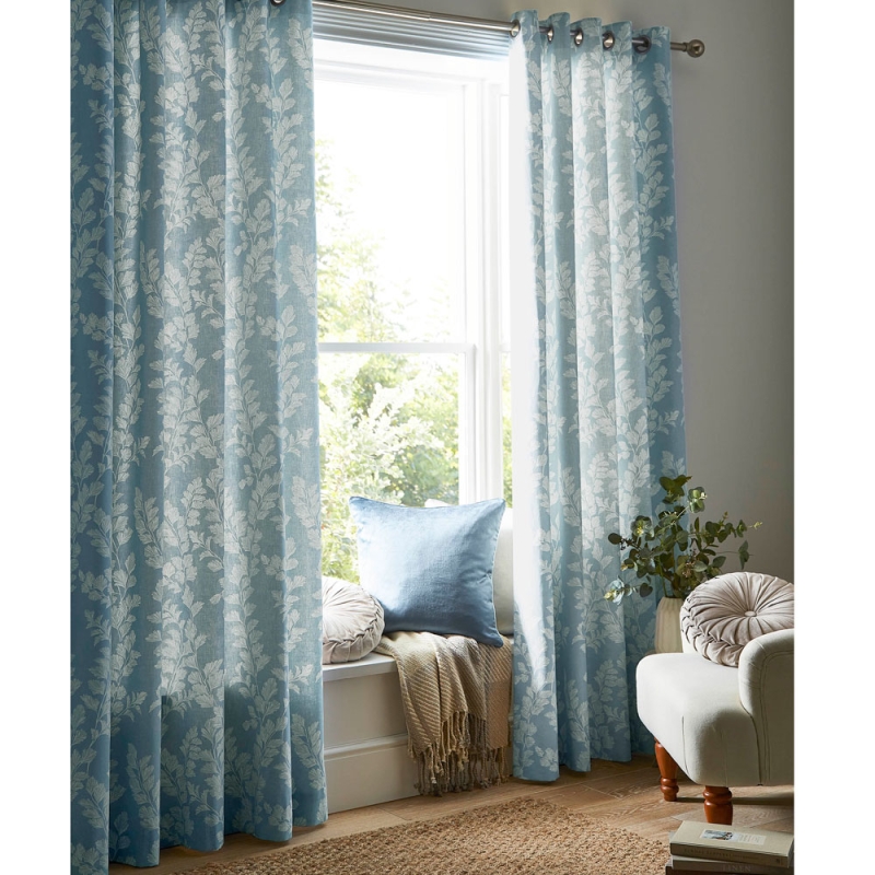 Laura Ashley Waxham Readymade Curtains Seaspray