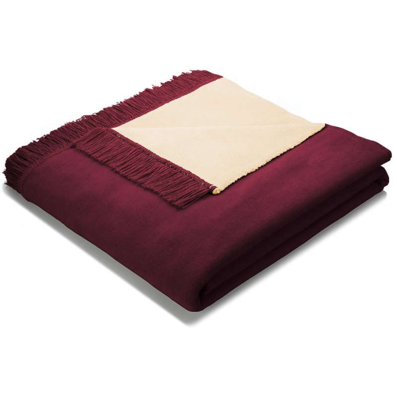 Cotton Rich Throw 140X180 Plain Red/ Natural 