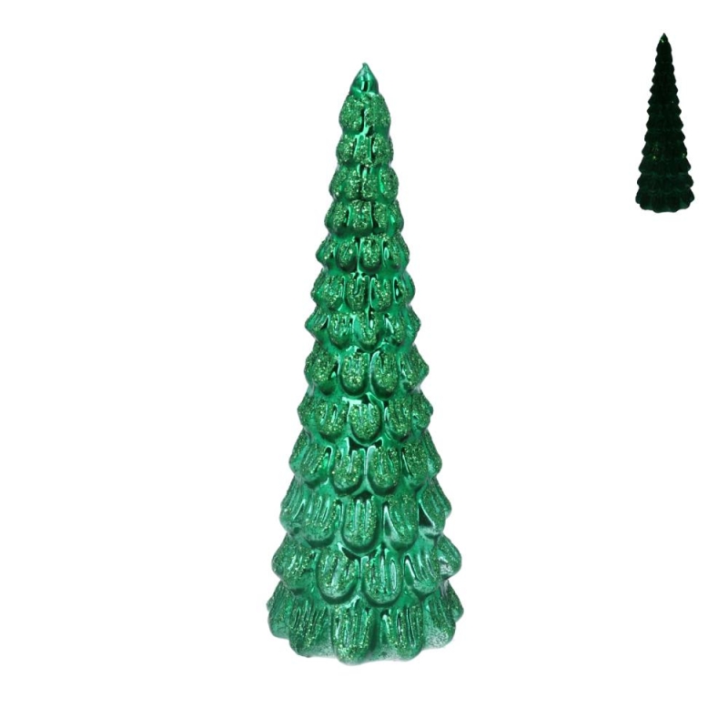 Gisela Graham Green Glass LED Tree Ornament - Large