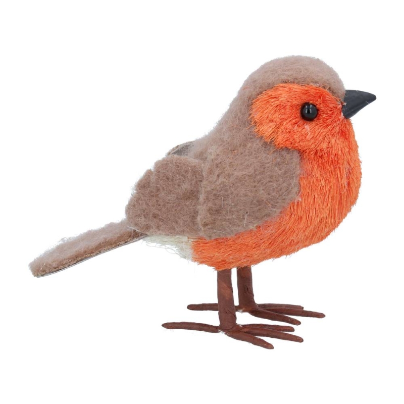 Gisela Graham Bristle & Faux fur Robin Ornament