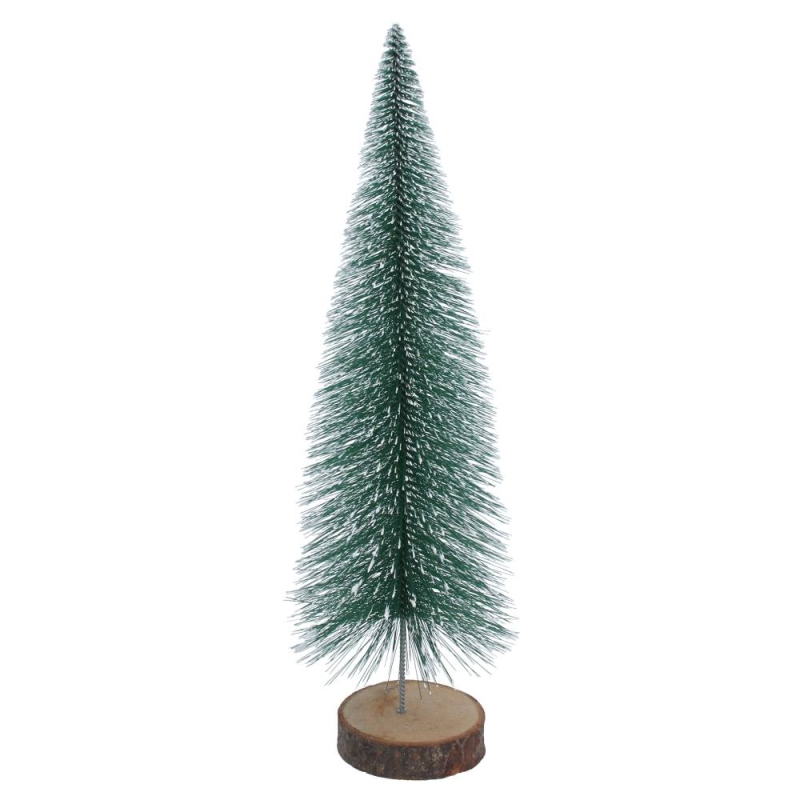 Gisela Graham Snowy Green Bristle Effect Tree on Log - Large