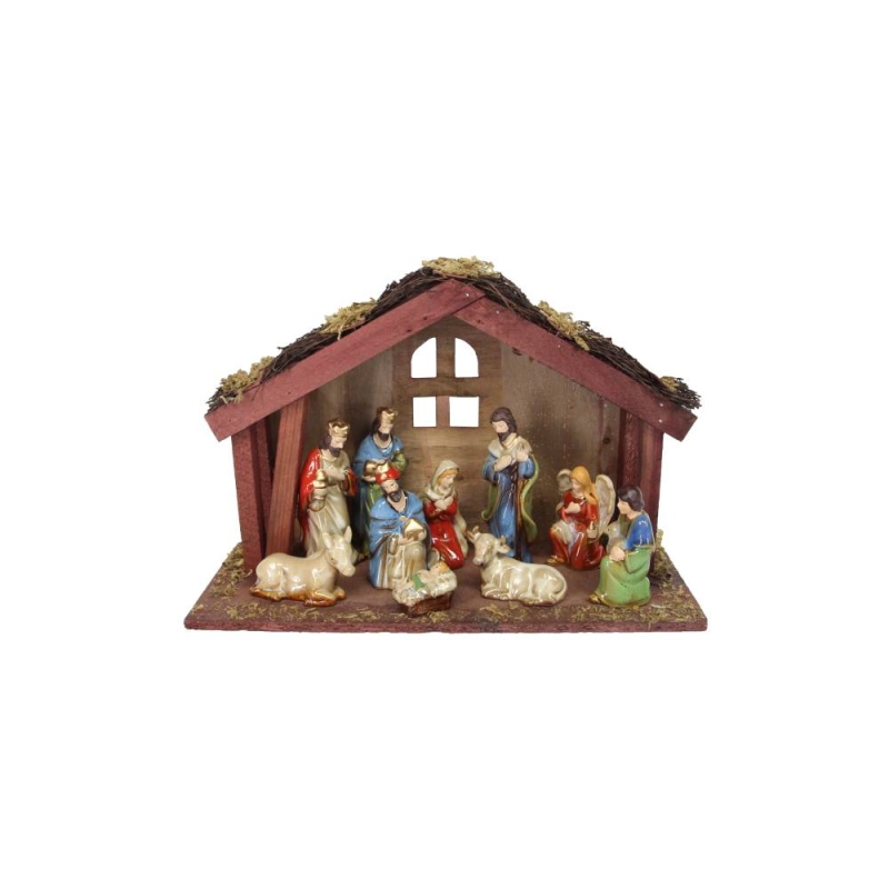 Gisela Graham Ceramic Nativity Scene Ornament