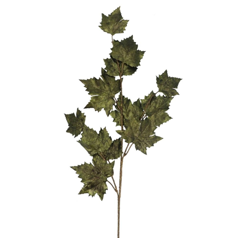 Gisela Graham Metallic Green Maple Leaf Spray