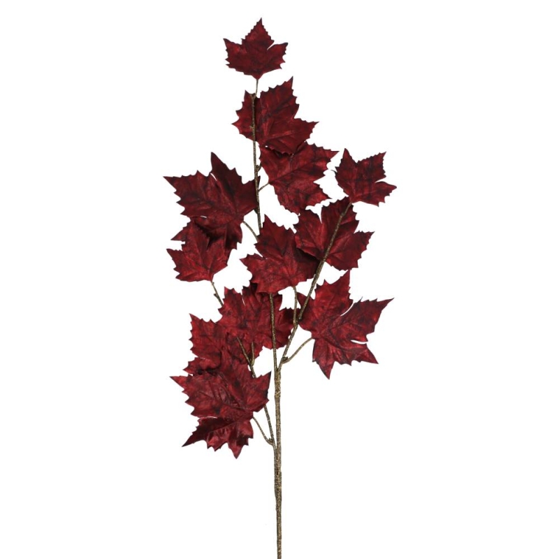 Gisela Graham Metallic Burgundy Maple Leaf Branch