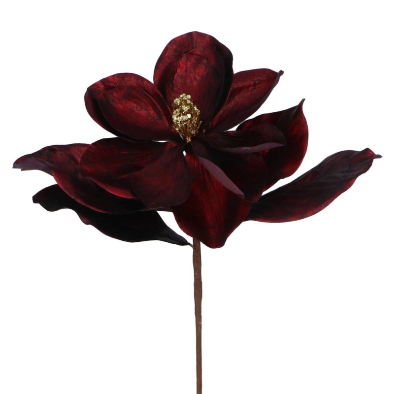 Gisela Graham Metallic Burgundy Gold Magnolia Stem