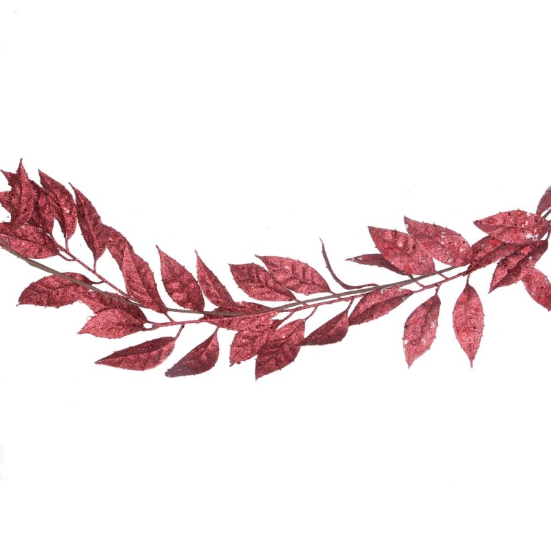 Gisela Graham Burgundy Sparkling Leaf Garland