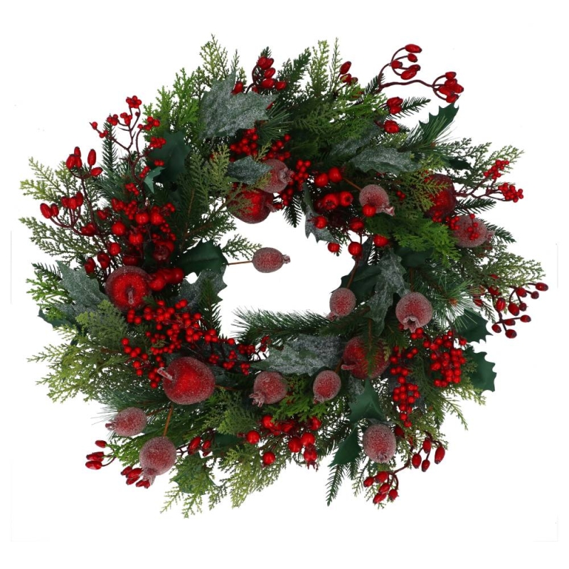 Gisela Graham Pomegranate Red Berry Fir Wreath