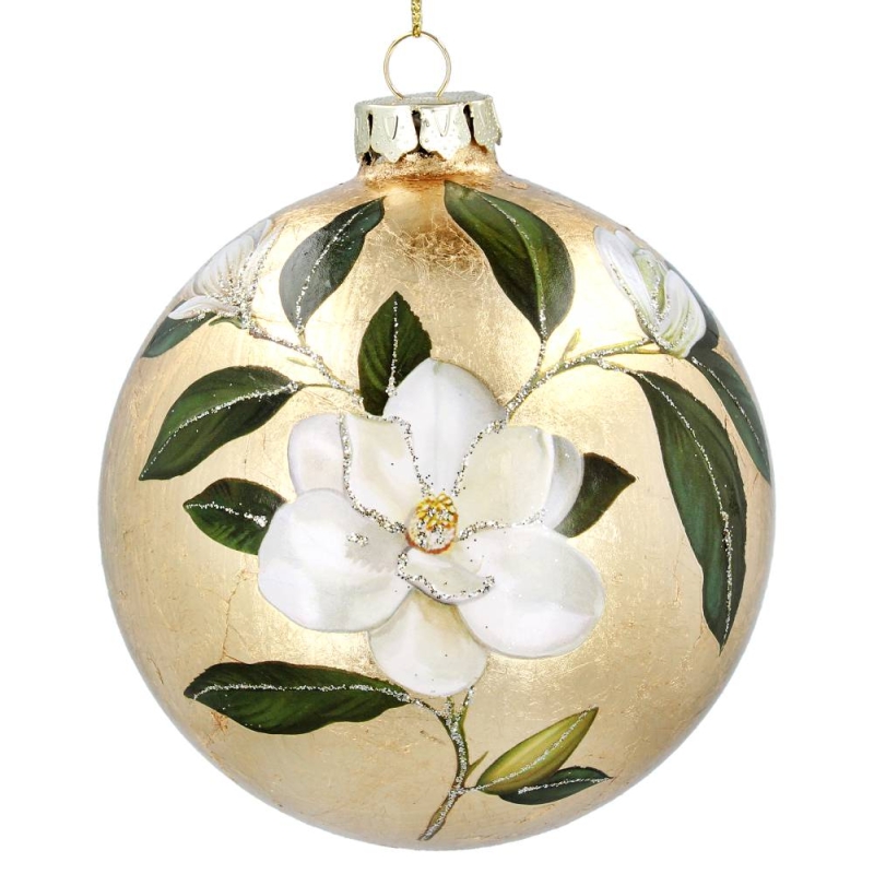 Gisela Graham Antique Gold Glass Magnolia Ball 