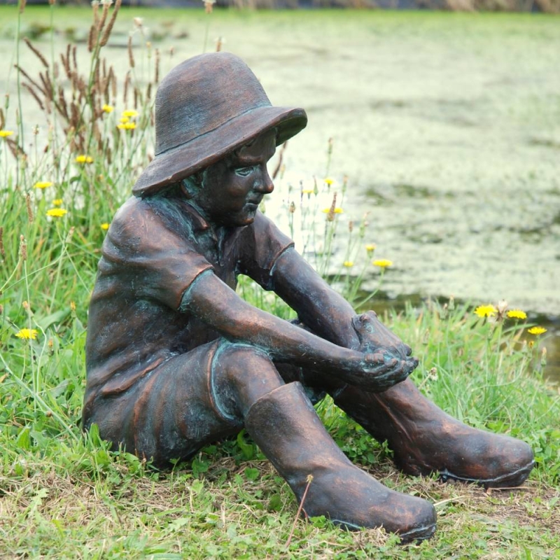 Boy In Wellies - Garden Sculpture