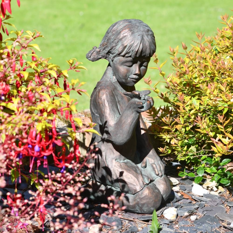 Girl With Butterfly - Garden Sculpture