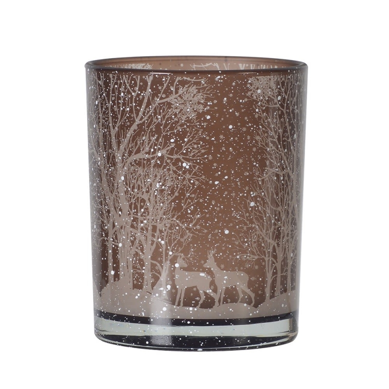 Small Snowy Deer Candleholder