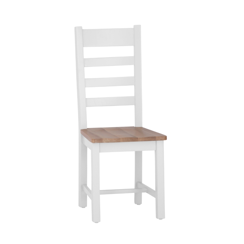 Elveden Ladder Back Dining Chair Wood Seat White