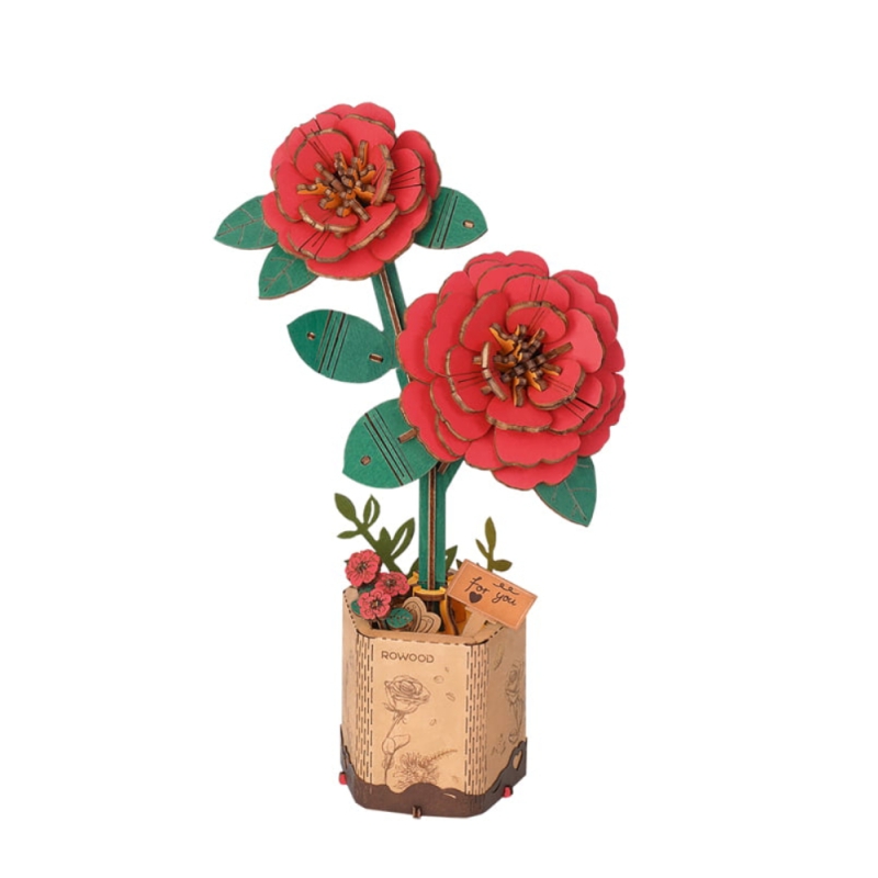 Red Camellia 3D Wooden Puzzle