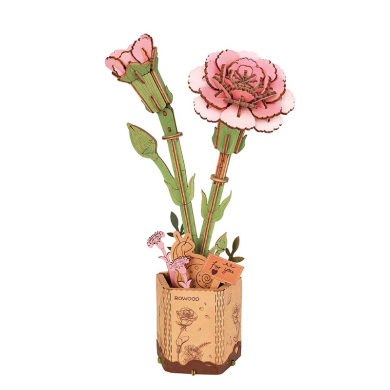 Pink Carnation 3D Wooden Puzzle