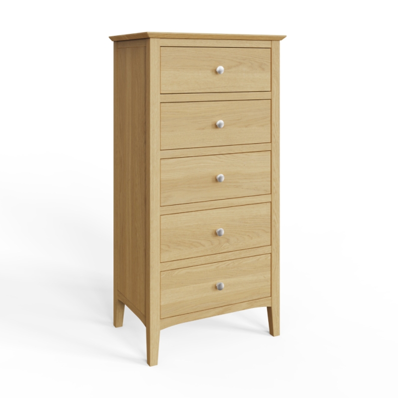 Veneto Tall 5 Drawer Chest Oak