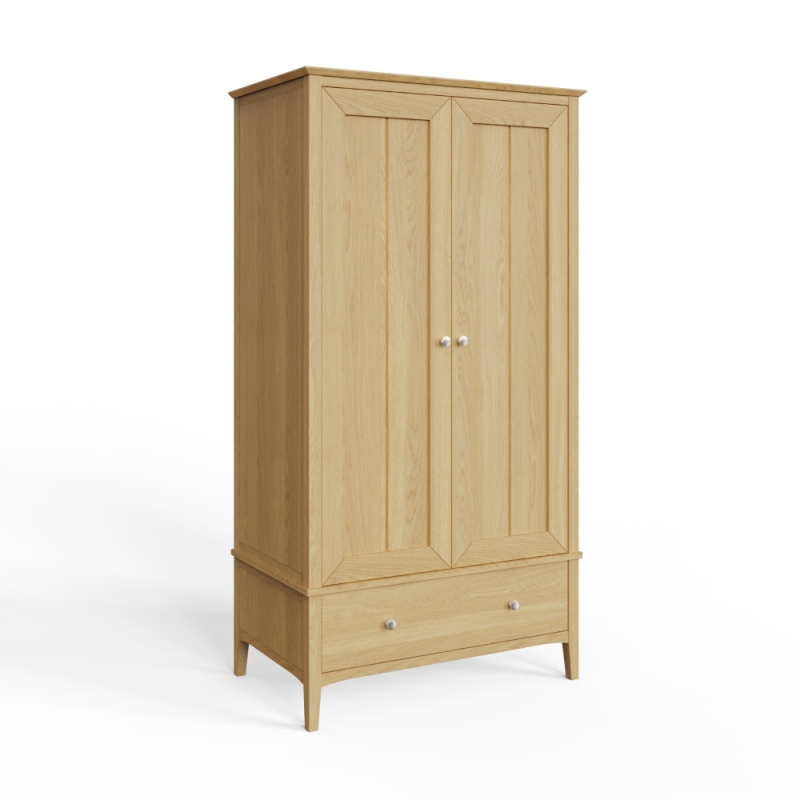 Veneto Double Wardrobe With Drawer Oak