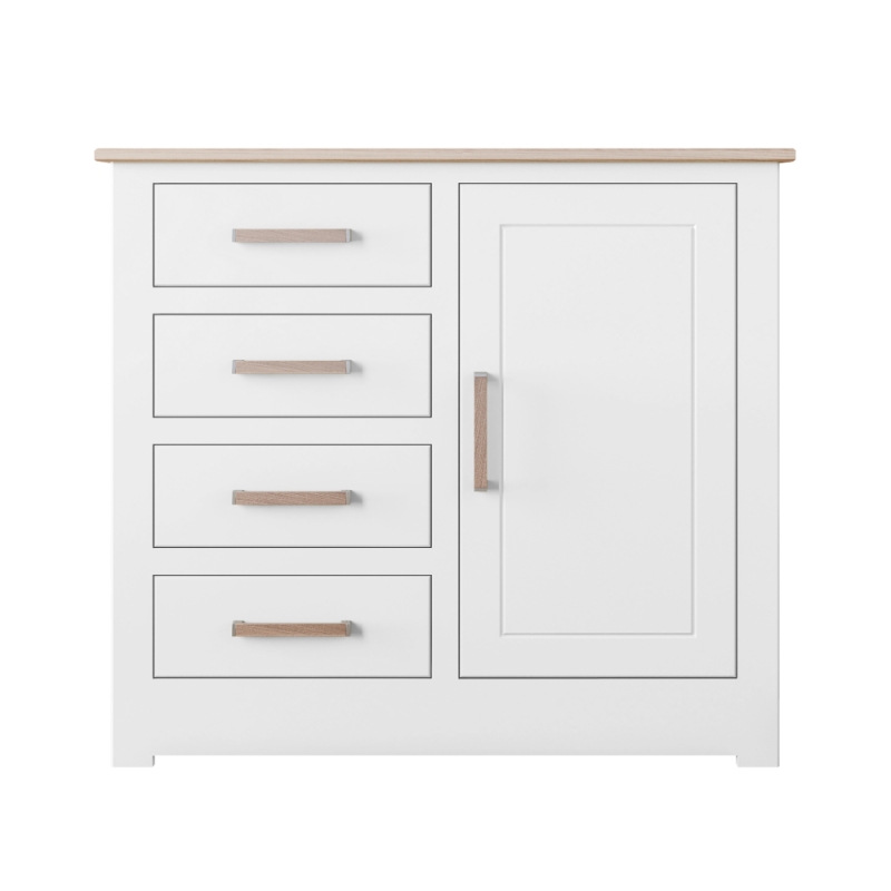 Milton Small 1 Door 4 Drawer Sideboard Oak Top