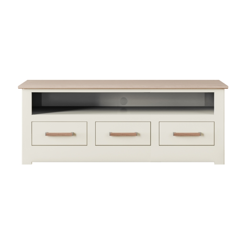 Milton Open Shelf TV Unit 3 Drawer Oak Top