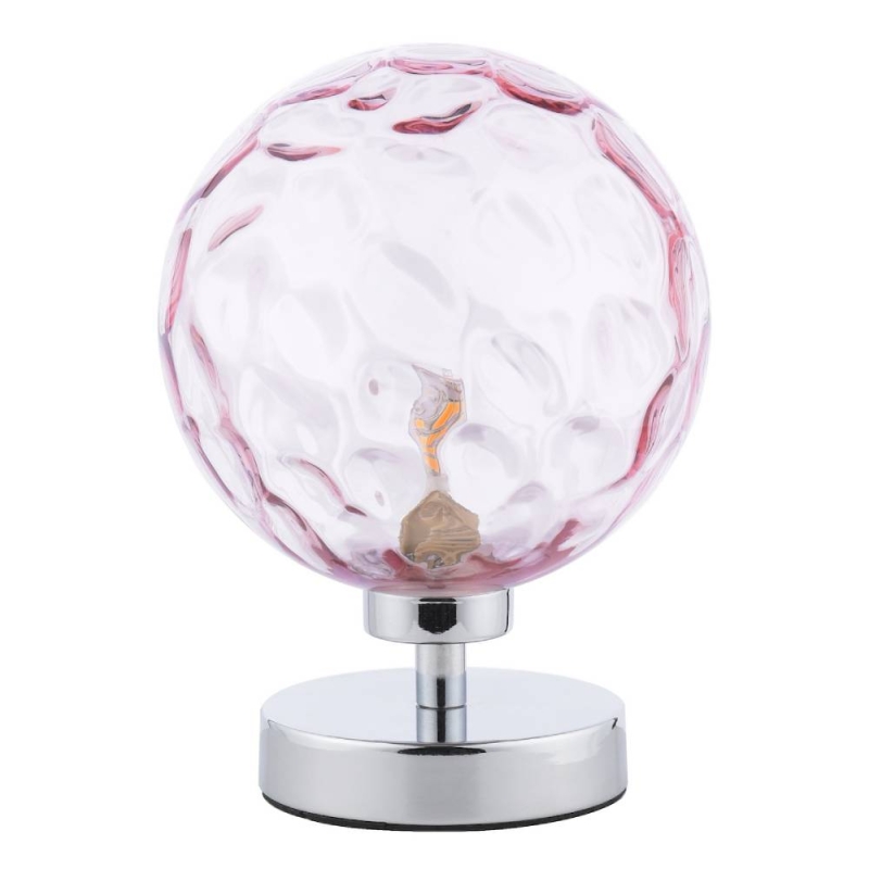 Esben Touch Lamp With Pink Glass Shade