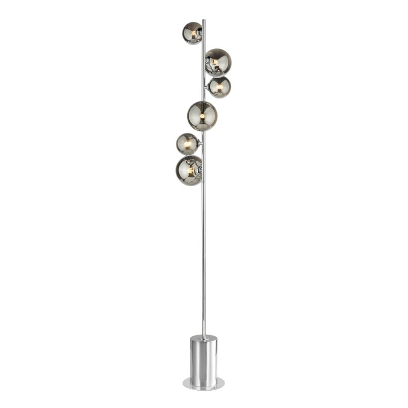 Spriral 6 Light Floor Lamp With Smoked Dimpled Glass Shades