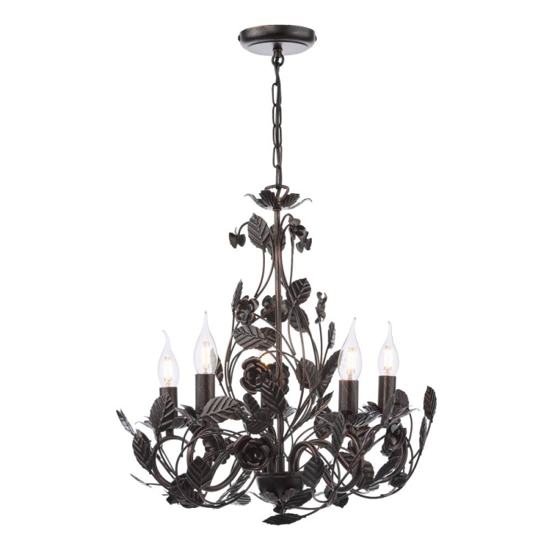 Priscilla 5 Light Pendant Matt Black/Bronze