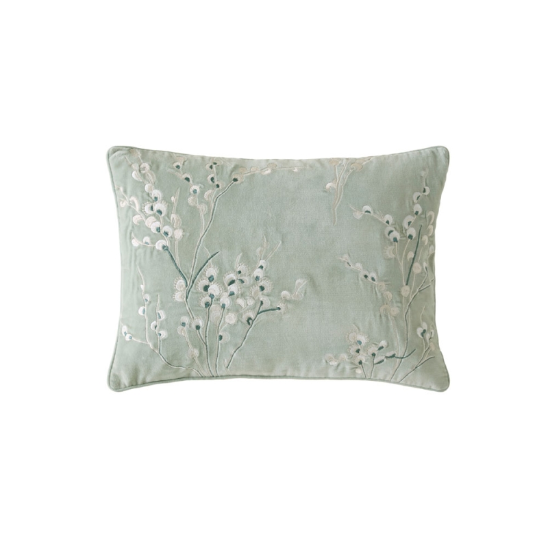 Laura Ashley Pussy Willow Embroidered 30cm x 50cm Cushion Sage