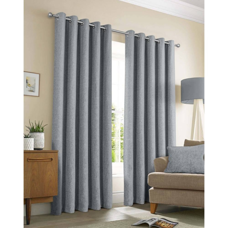 Amberley Eyelet Headed Curtains Nickel