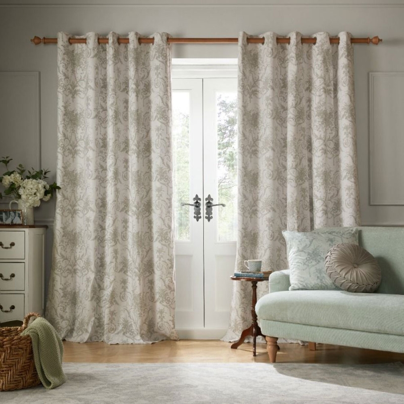 Laura Ashley Tuileries Pencil Headed Curtains Blackout Lined