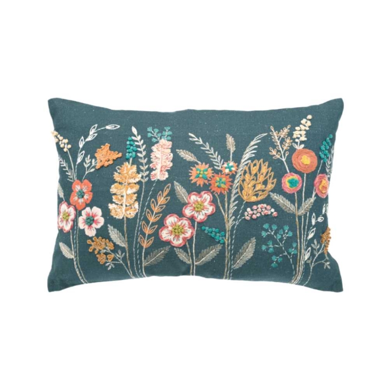 Walton & Co Embroidered Midnight Garden 35cm x 50cm Cushion