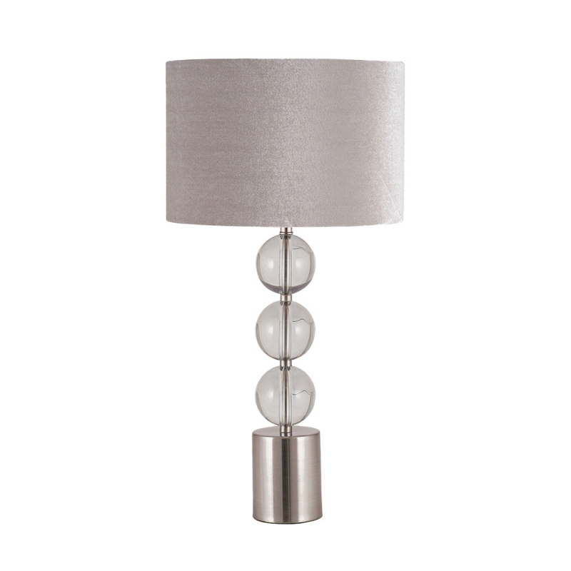 Harris Tall Brushed Silver & Clear Glass Table Lamp with Shade