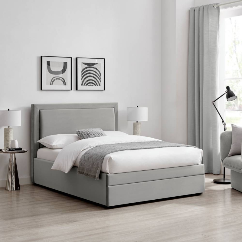 Ursula Upholstered Bed Frame With Drawer Storage Grey