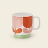 Orla Kiely Set of 2 Ceramic Mugs in Tomato/Fern