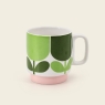 Orla Kiely Set of 2 Ceramic Mugs in Tomato/Fern