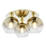 Lycia 3 Light Flush Ceiling Light Satin Gold & Gold Ombre Glass