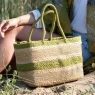 POM Lime Stripe Jute Box Handbag