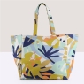 POM Blue/Mustard Mix Tropical Canvas Tote Bag