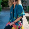 POM Recycled Teal Tropical Print Edge Scarf