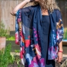 POM Recycled Navy Blue Tropical Print Edge Scarf