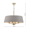 English Heritage Birch 4 Light Shadelier Antique Brass and Taupe With Shade