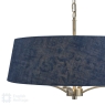 English Heritage Down House 4 Light Shadelier Satin Chrome and Blue With Shade