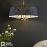 English Heritage Down House 4 Light Shadelier Satin Chrome and Blue With Shade