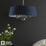 English Heritage Down House 4 Light Shadelier Satin Chrome and Blue With Shade