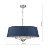 English Heritage Down House 4 Light Shadelier Satin Chrome and Blue With Shade