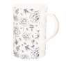 Floral White Navy Mug