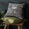 William Morris At Home Strawberry Thief Embossed Cushion Olive