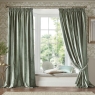 Laura Ashley Loretta Eyelet Headed Curtains Lined Sage Green