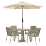 Umbria Dining Set with 4 Stacking Chairs in Mocha