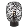 Gethin Table Lamp  Matt Black Glass & Black Confetti Glass