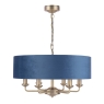 Laura Ashley 3lt Pendant Matt Antique Brass & Blue Shade 